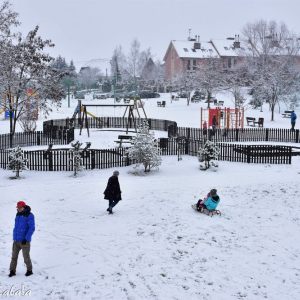 Playground in Zielonki , Poland during winter