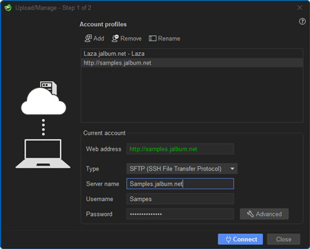 Upload to any website